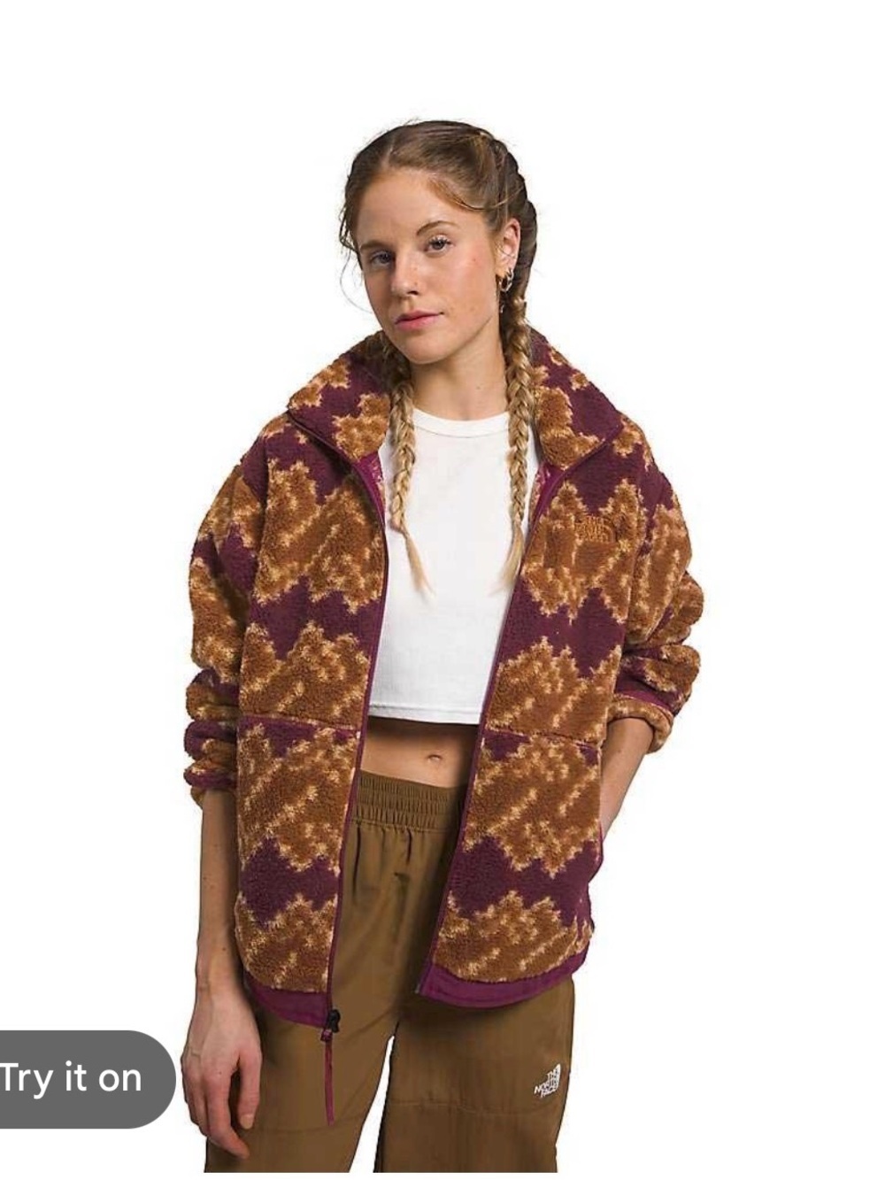 The North Face Campshire Boysenberry Fleece Jacket in Rust & Burgundy